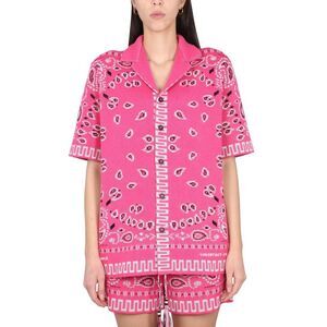 ALANUI Bandana Print Knit Camp Shirt Women PINK Shirts